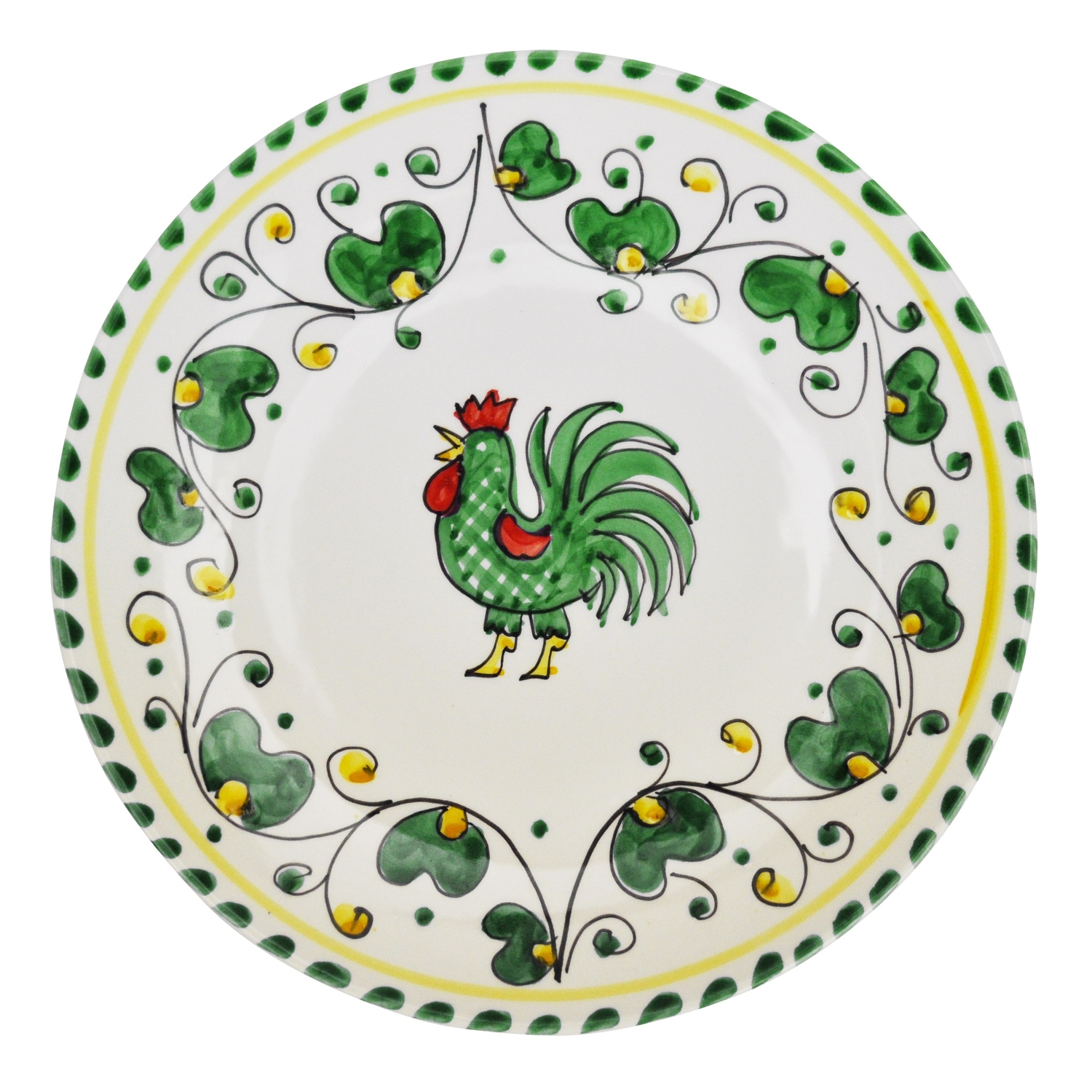 Galletto Piatto Pizza 32CM Verde Ceramica Di Arcucci Toscana