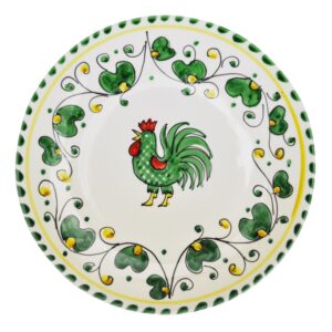 Galletto Vassoio Tondo 36cm Verde Ceramica Arcucci Made In Italy Tuscany