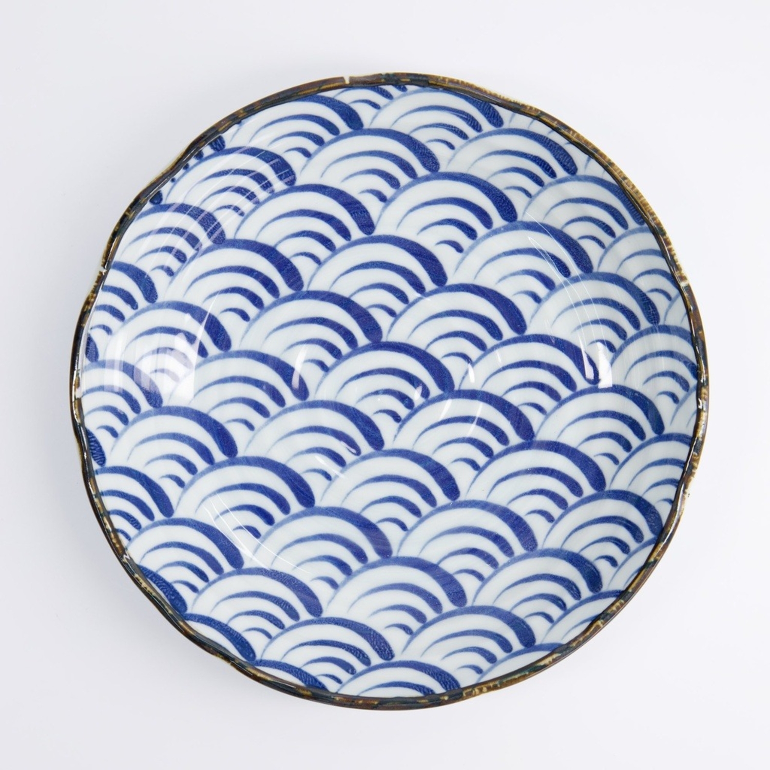 Natsu Nami Piatto 22cm Porcellana Blue White 22339 Di Tokyo Design Studio1