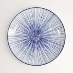 Nippon Blue Plate 20.6x2.2cm Lines Porcelain Tokyo Design Made In Japan2