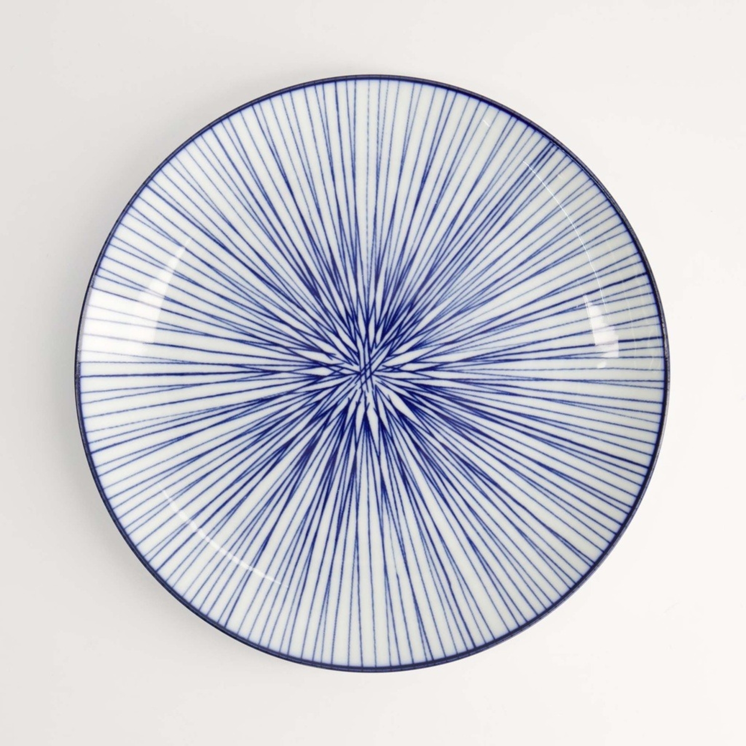 Nippon Blue Plate 20.6x2.2cm Lines Porcelain Tokyo Design Made In Japan2