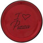 Piatto Pizza Rosso Con Scritta Nera I Love Pizza Ceramica Arcucci Italy Tuscany
