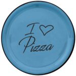 Piatto Pizza Turchese Con Scritta Nera I Love Pizza Ceramica Arcucci Italy Tuscany