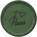 Piatto Pizza Verde Con Scritta Nera I Love Pizza Ceramica Arcucci Italy Tuscany