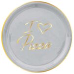 Piatto Pizza Con Scritta Oro I Love Pizza Bianco Ceramica E Oro Vero Arcucci