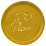 Piatto Pizza Con Scritta Oro I Love Pizza Giallo Ceramica E Oro Vero Arcucci