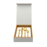 Dalper 24 Pieces Cutlery Set Wooden Carton Box White 1
