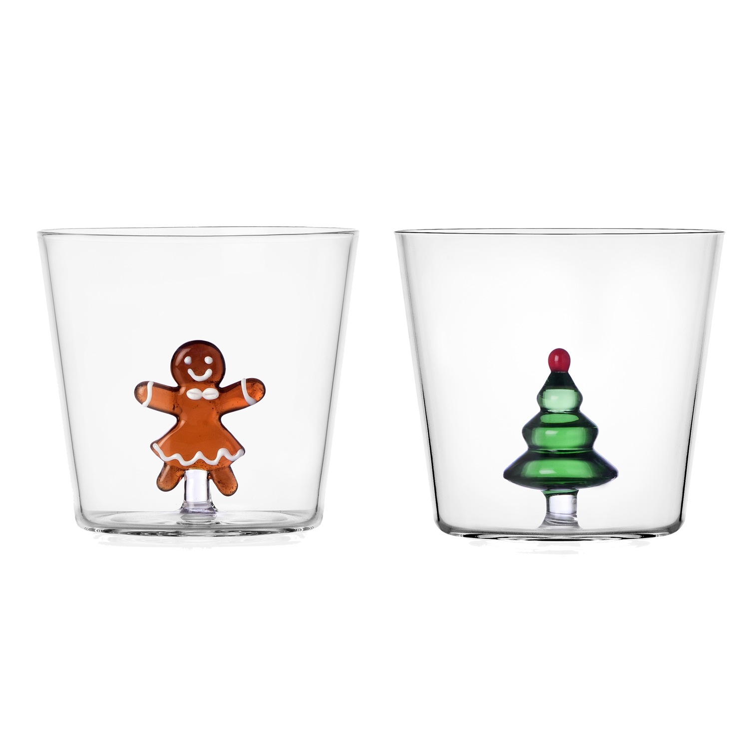 Christmas Tales Natale Set 2 Tumbler Bassi Pupazzo Di Zenzero Albero Verde Ichendorf