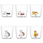 Set 6 Tabby Cats Tumbler Assortiti Ichendorf Milano Italy