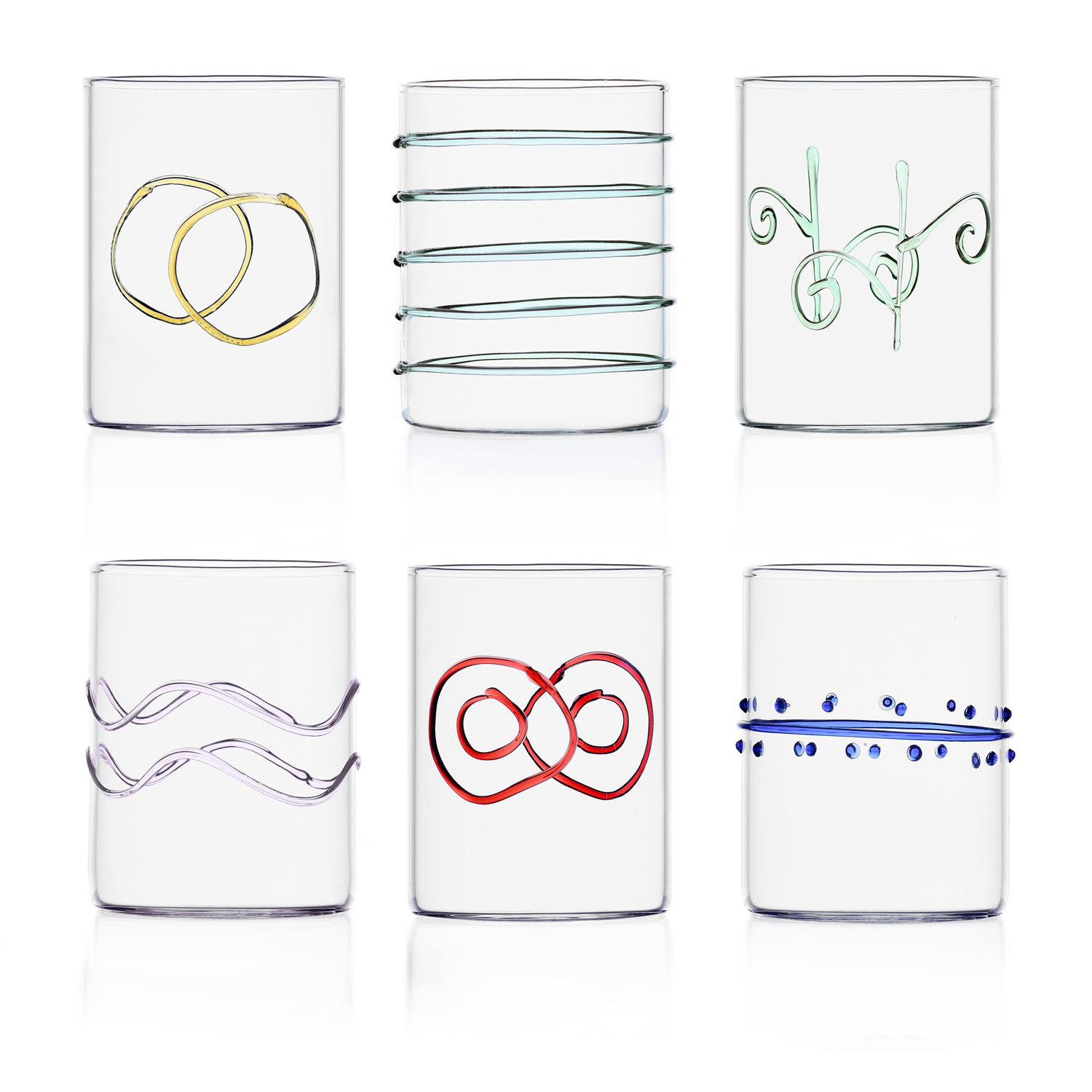 Deco Arlecchino Set 6 Bicchieri Tumbler Vetro Borosilicato Fatti A Mano Ichendorf Milano