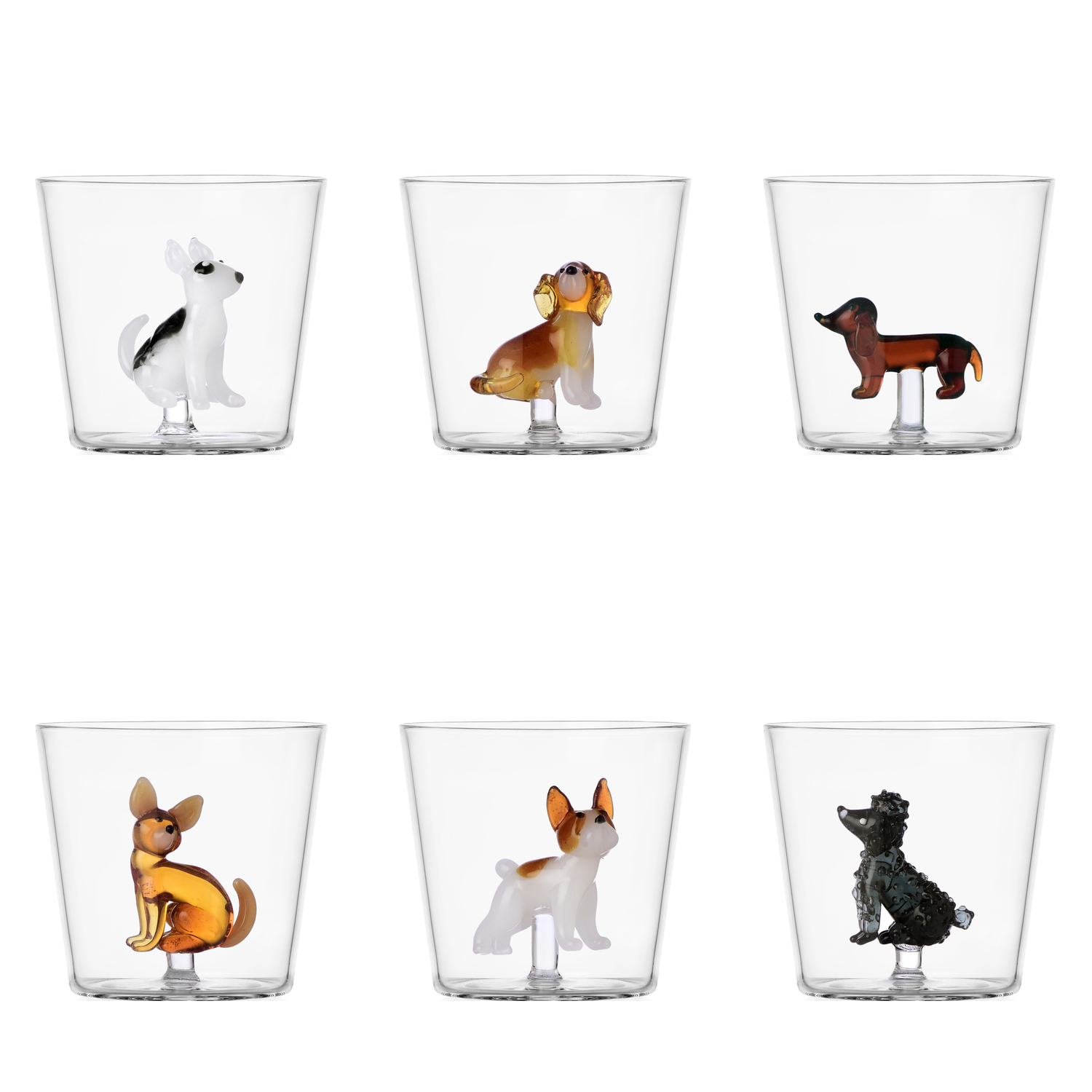 Set 6 Bicchieri Dogs Vetro Borosilicato Ichendorf Milano Mix2