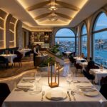 Idea di ambientazione in Ristorante Lampada Ricaricabile Home Corten di Zafferano