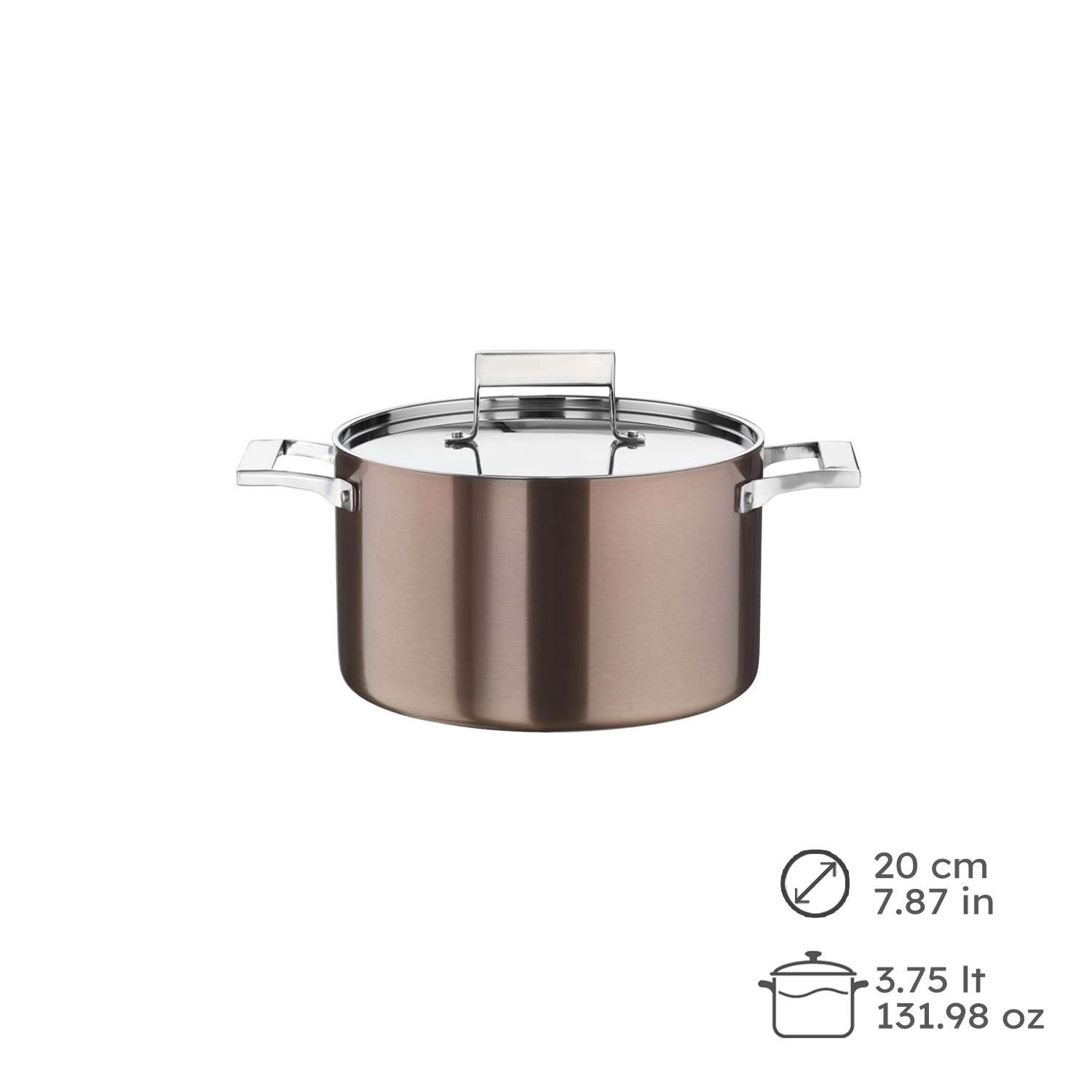 Century Casseruola Fonda In Trimetallo Con Coperchio 20cm 3.75lt 1